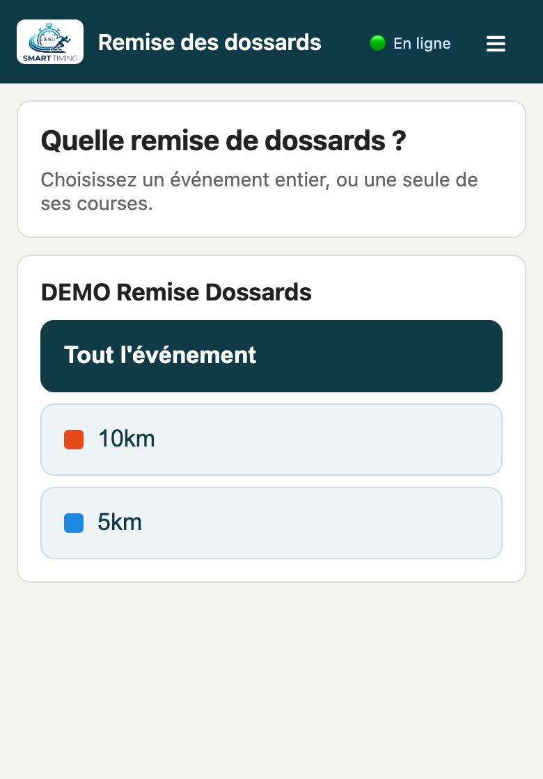 Choix de la remise de dossards